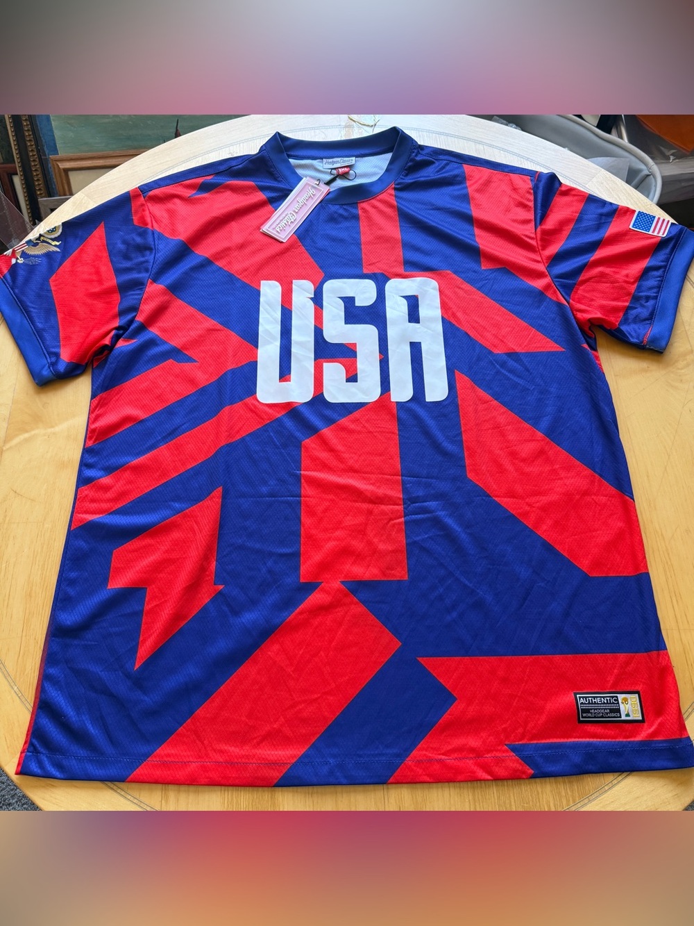 USA Soccer Jersey Men’s 3XL Red Blue World Cup Style Athletic Soccer Shirt NWT